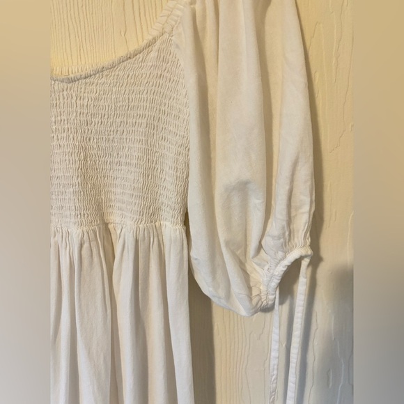 Cotton Balloon Sleeve Maxi Midi Boho Shirred Square Neckline Summer Ruffle Dress - Picture 8 of 14